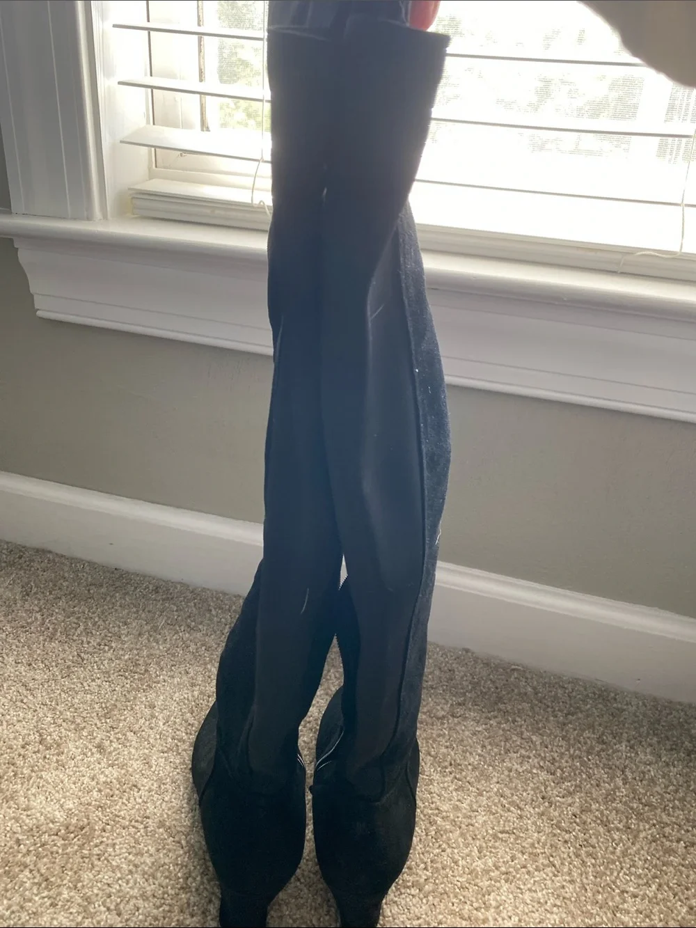 Women's Black Knee-High Wedge Boots